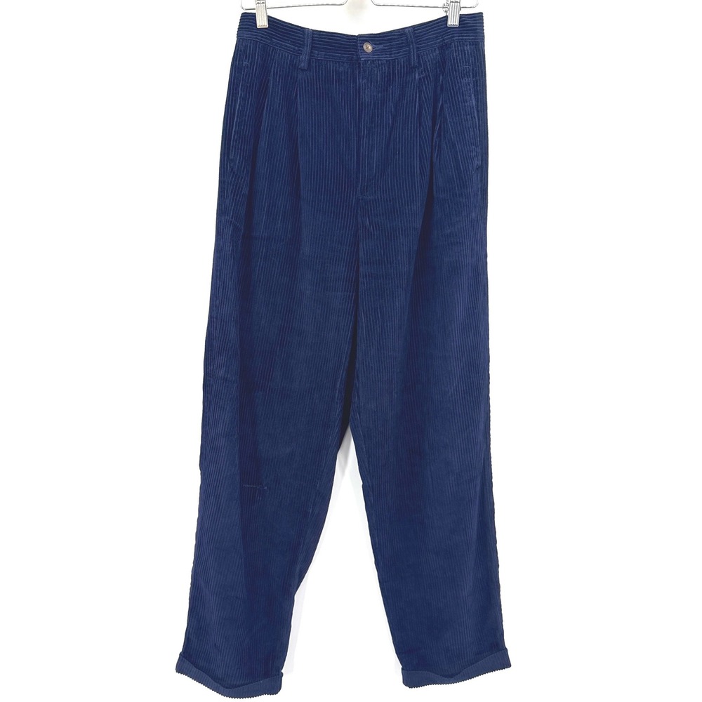 Vintage Y2K 90's Eddie Bauer Women Pants 12 Blue Corduroy Skater Wide Leg Baggy